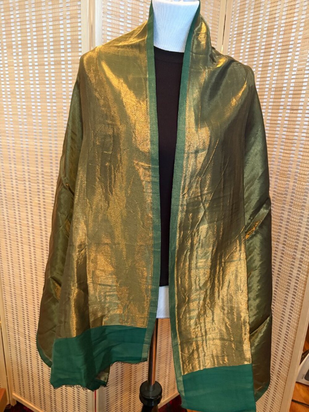 Silk Reversible Gold Thread Scarf - Never Worn